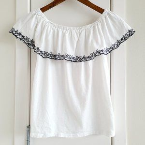 LOFT Off-Shoulder White Blouse XS